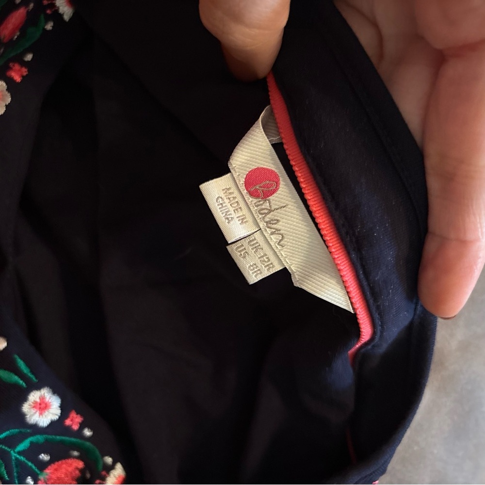 Boden Navy Blue Embroidered Pineapple Dress Size 8 - Picture 5 of 6